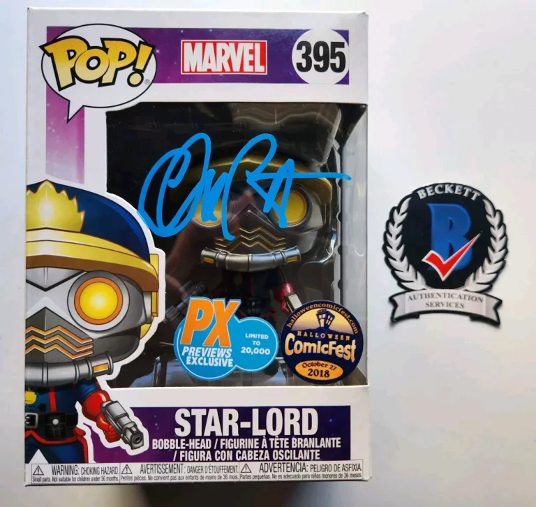 CHRIS PRATT SIGNED STAR-LORD GUARDIANS MARVEL MCU FUNKO POP BECKETT BAS COA 395