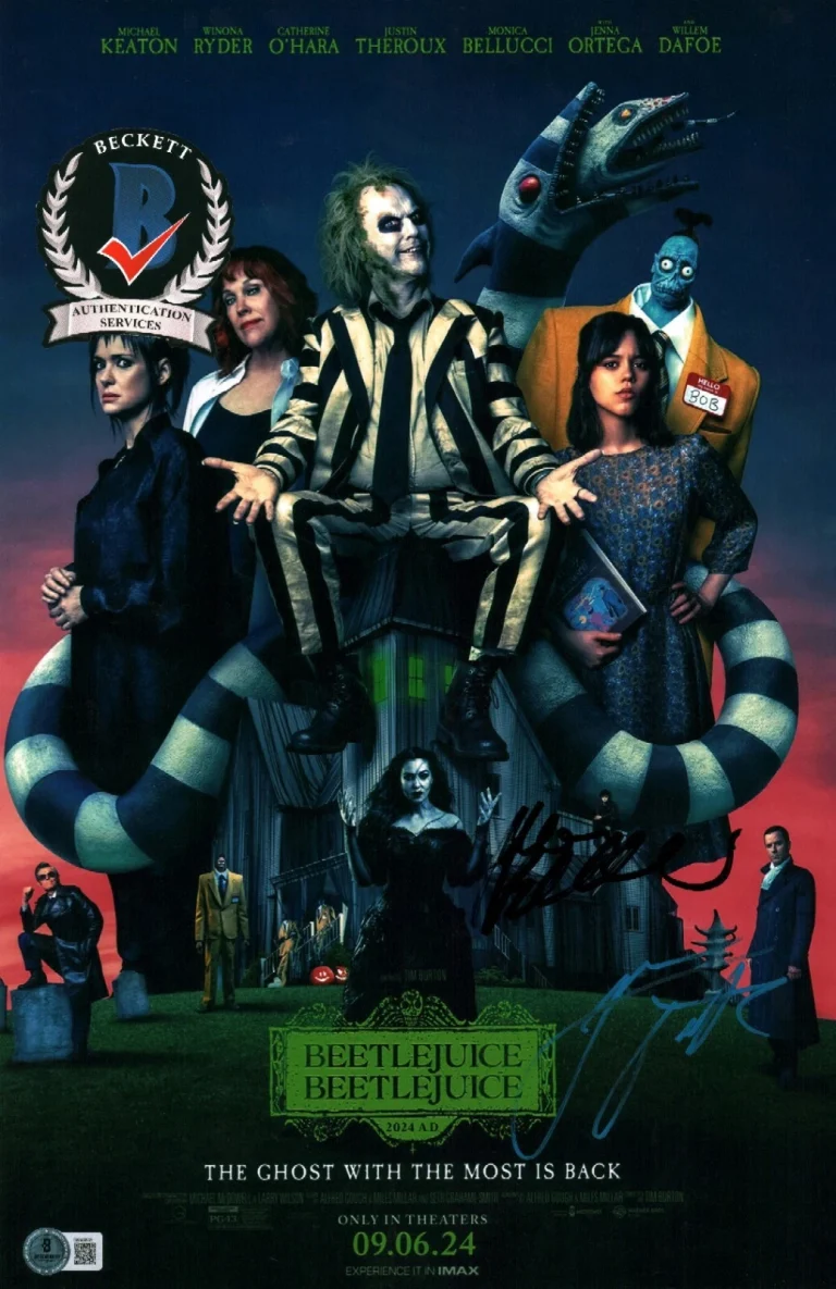 JENNA ORTEGA MONICA BELLUCCI SIGNED BEETLEJUICE BEETLEJUICE 11X17 PHOTO BAS LOA