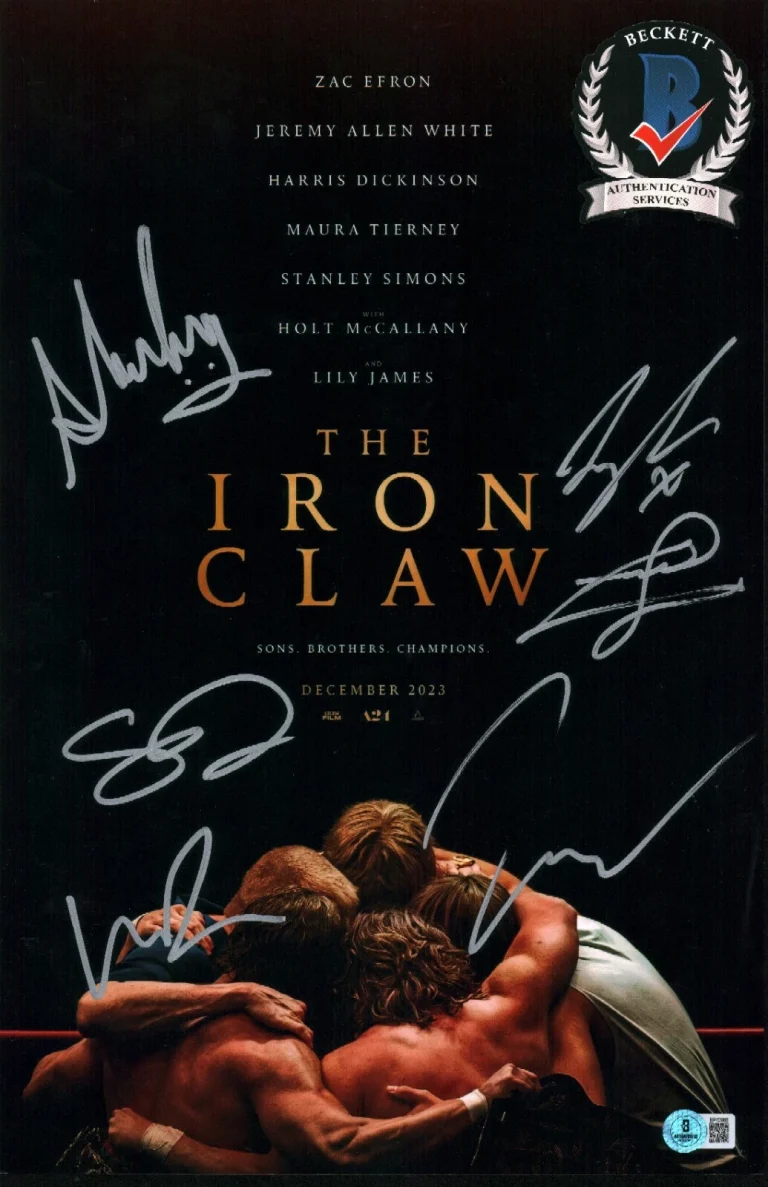 IRON CLAW SIGNED CAST 11X17 PHOTO EFRON, WHITE,DICKINSON +3 BECKETT BAS COA