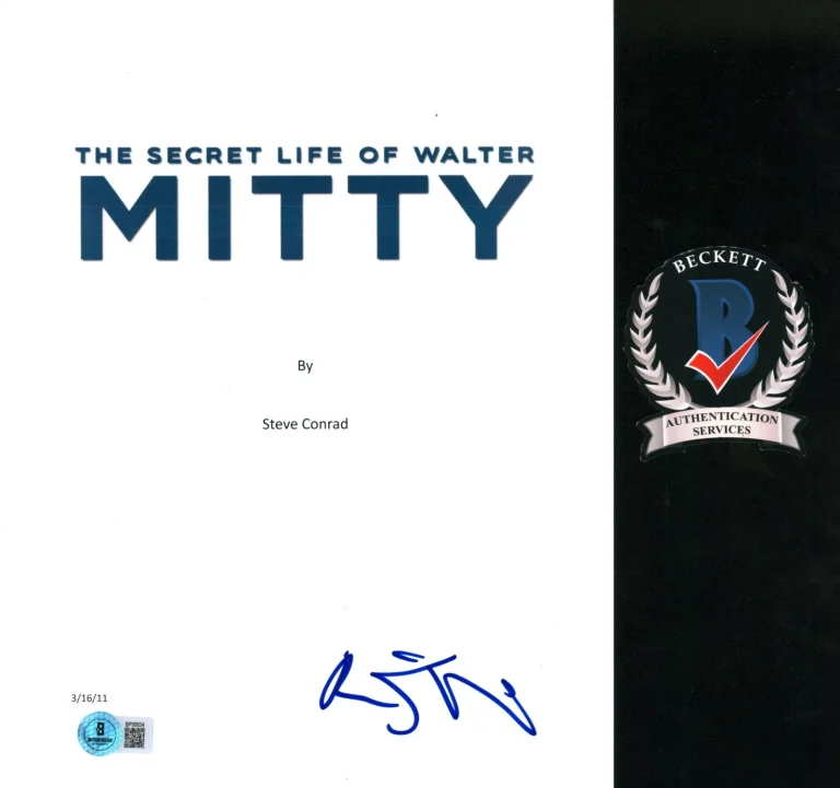 BEN STILLER SIGNED THE SECRET LIFE OF WALTER MITTY FULL SCRIPT BECKETT BAS COA