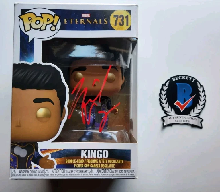 KUMAIL NANJIANI SIGNED FUNKO POP MARVEL ETERNALS KINGO MCU BECKETT COA BAS