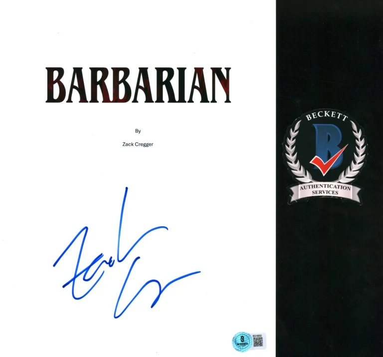 ZACH CREGGER SIGNED BARBARIAN FULL MOVIE SCRIPT HORROR DIRECTOR BAS COA