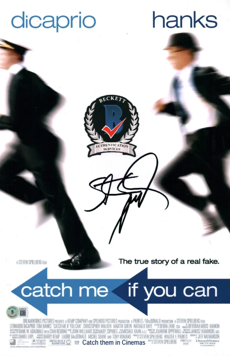 STEVEN SPIELBERG SIGNED CATCH ME IF YOU CAN DIRECTOR 11X17 PHOTO BECKETT COA LOA