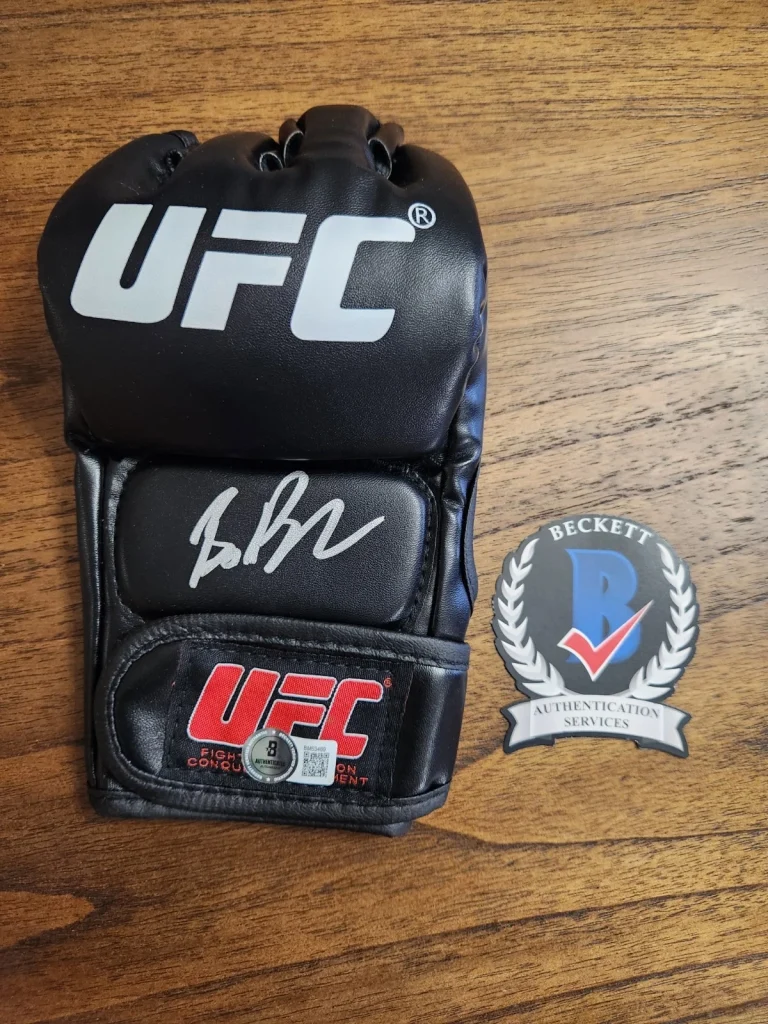 BRUCE BUFFER SIGNED UFC GLOVE AUTOGRAPHED VOICE OF THE OCTAGON BECKETT BAS COA