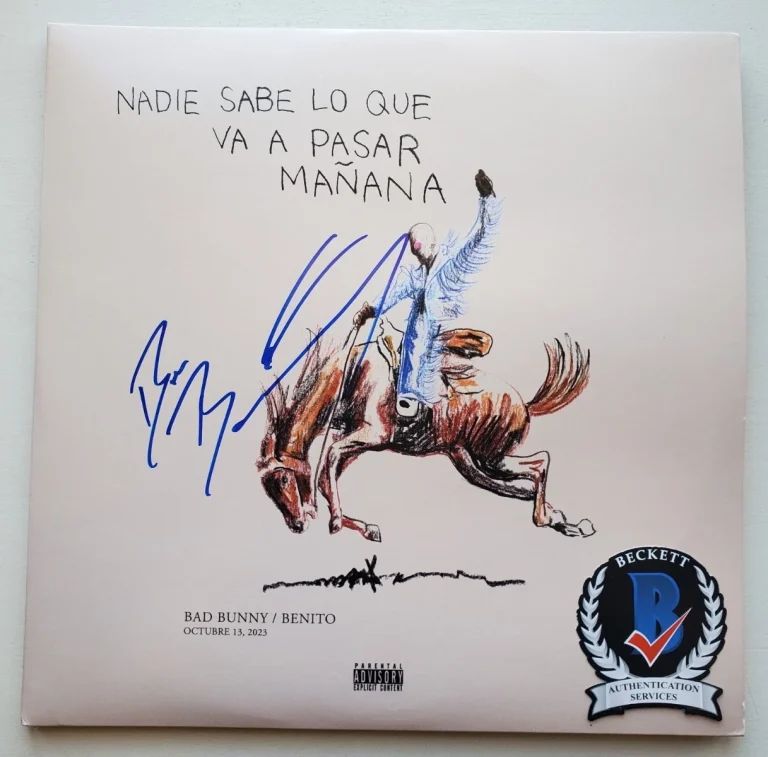 BAD BUNNY SIGNED AUTOGRAPH VINYL BENITO NADIA SABE LO QUE VA A PASAR MANANA  COA