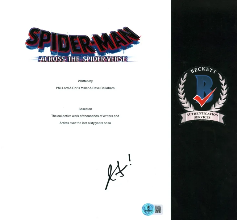 JORMA TACCONE SIGNED SPIDERMAN ACROSS THE SPIDERVERSE VULTURE FULL SCRIPT COA