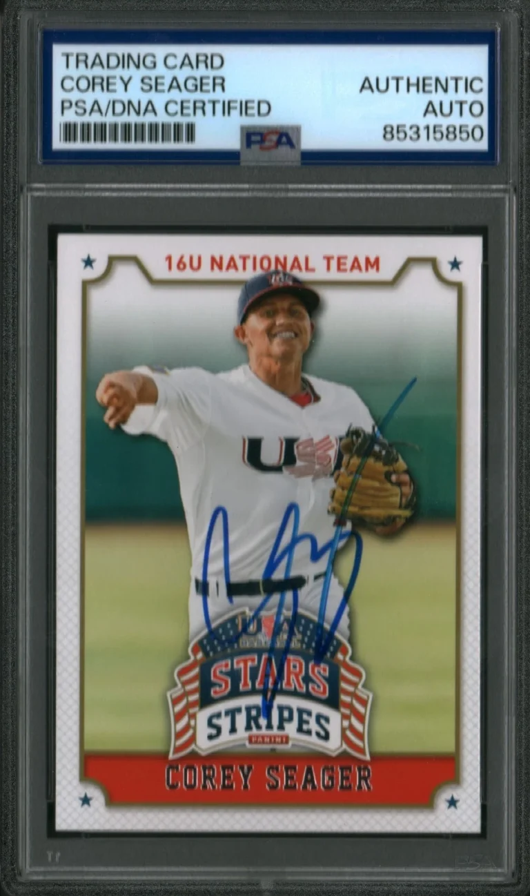Corey Seager Signed Panini USA Stats And Stripes Star MVP Autographed PSA/DNA