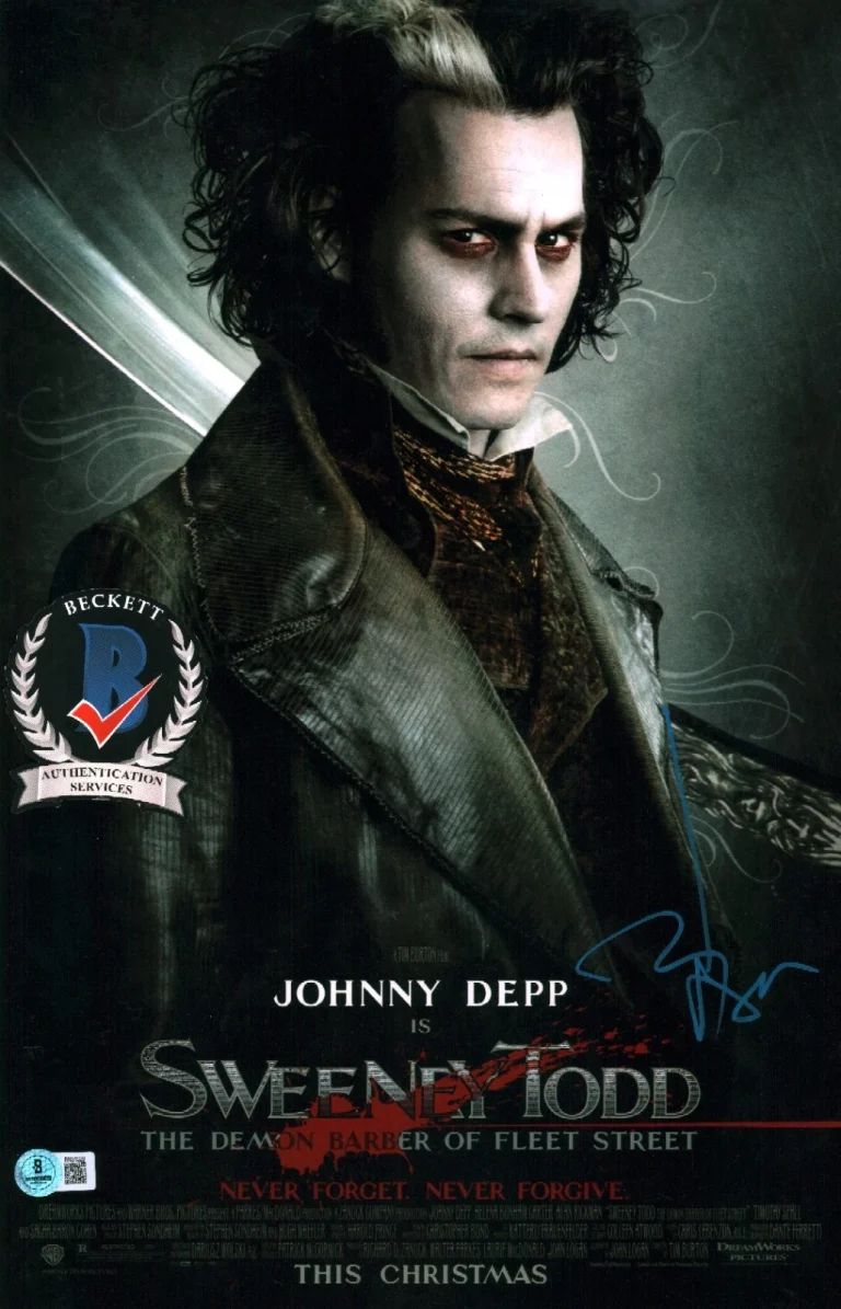 JOHNNY DEPP SIGNED SWEENEY TODD THE DEMON BARBER TIM BURTON 11X17 PHOTO BAS COA
