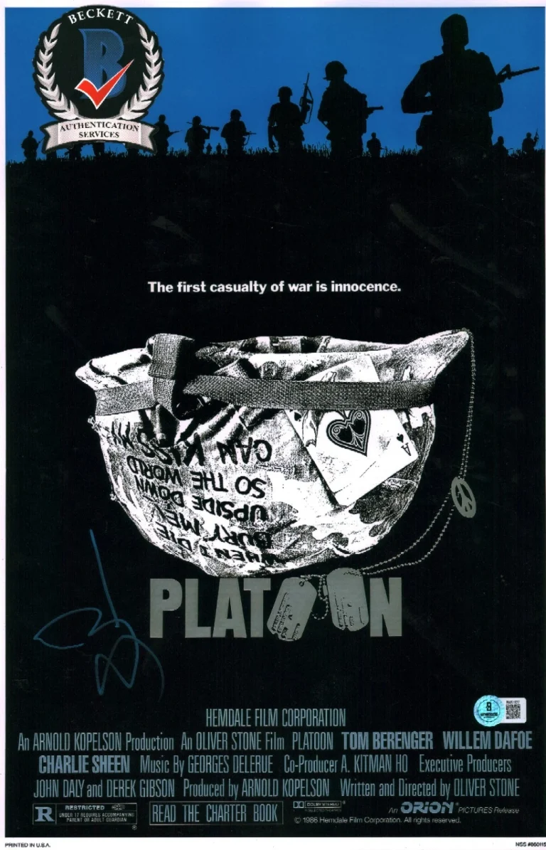 JOHNNY DEPP SIGNED PLATOON OLIVER STONE FILM 11X17 PHOTO BAS COA