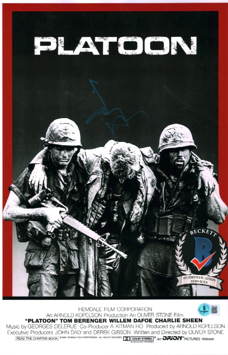 JOHNNY DEPP SIGNED PLATOON OLIVER STONE FILM 11X17 PHOTO BAS COA