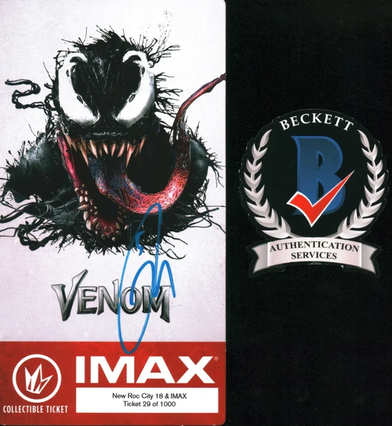 TOM HARDY SIGNED VENOM EDDIE BROCK COLLECTORS TICKET BECKETT BAS
