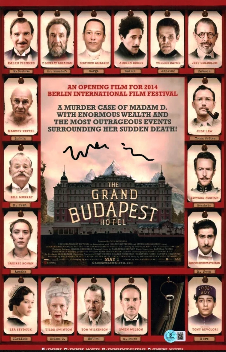 Wes Anderson Signed Grand Budapest Hotel Director Autograph 11x17 Photo BAS COA