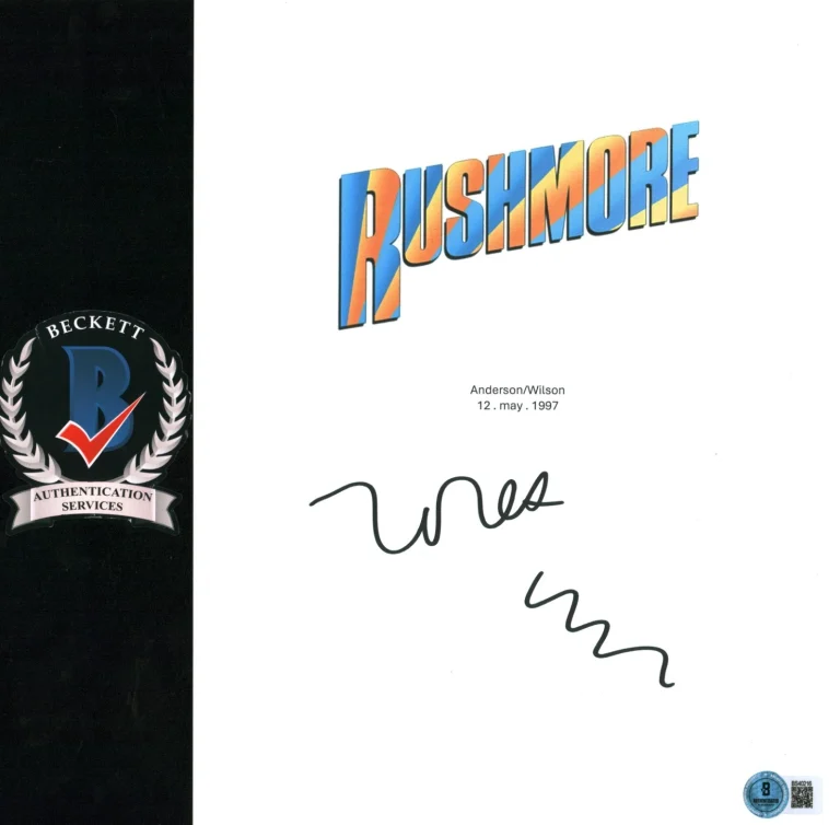 Wes Anderson Signed Autograph Rushmore Full Movie Script Screenplay BAS COA