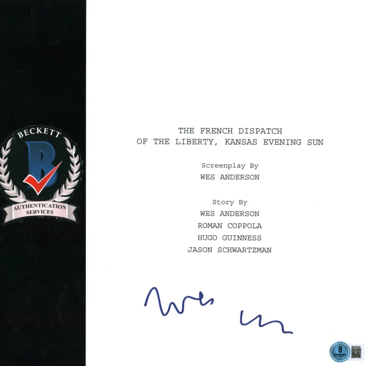 Wes Anderson Signed Autograph The French Dispatch Full Movie Script BAS COA