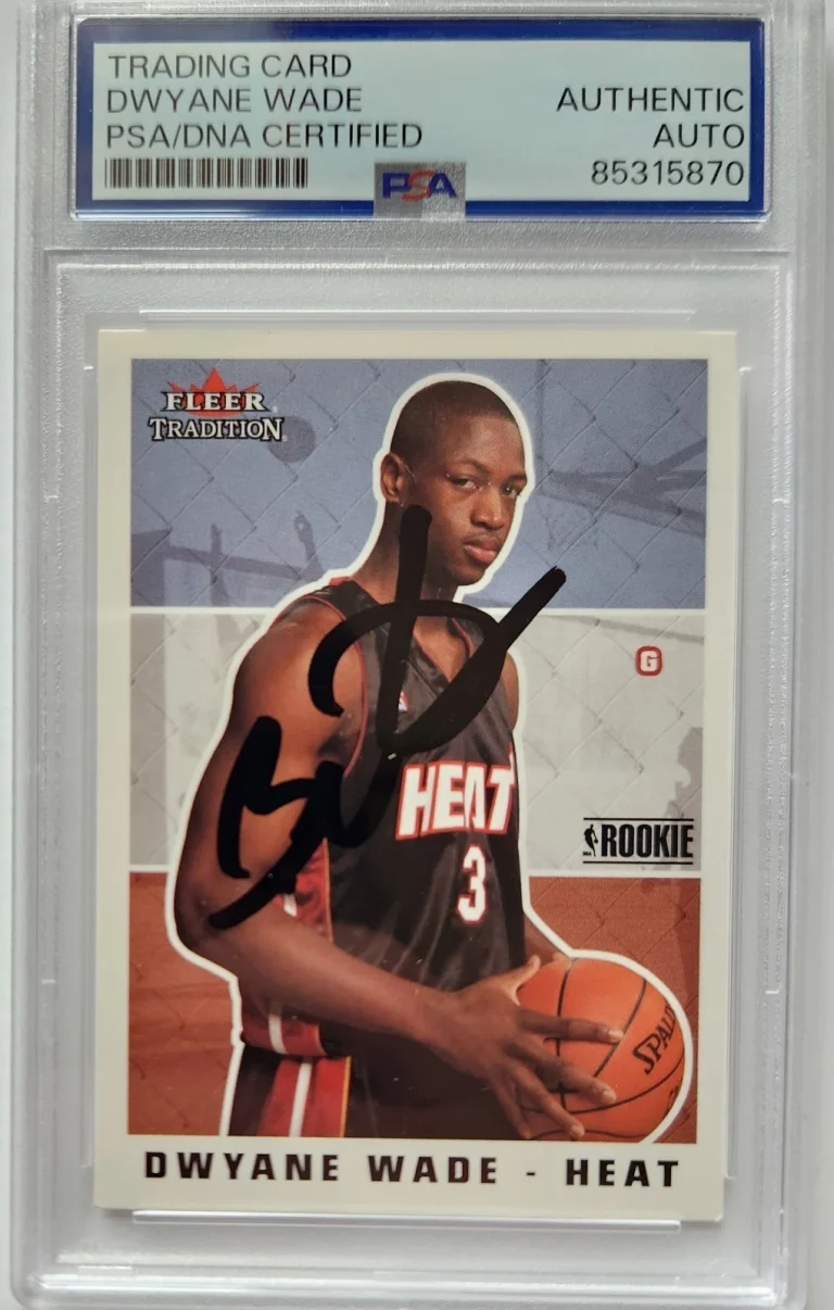 DWAYNE WADE SIGNED ROOKIE CARD FLEER HOF NBA CHAMP SLAB PSA DNA
