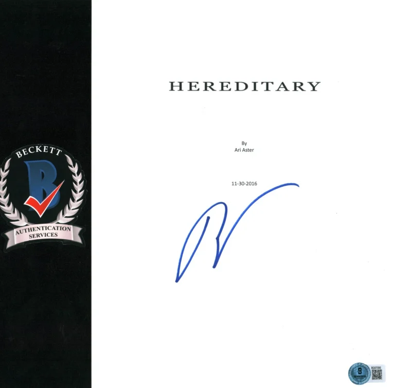 ARI ASTER SIGNED HERIDETARY FULL MOVIE SCRIPT BECKETT BAS COA ACCLAIMED DIRECTOR