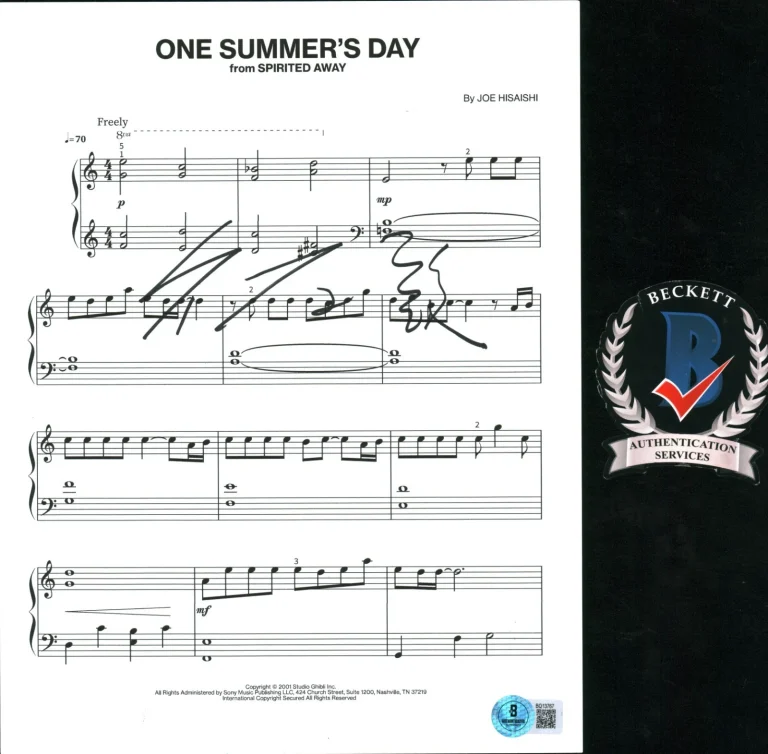 Joe Hisiashi Signed Spirited Away One Summers Day Music Sheet Lyric Composer COA