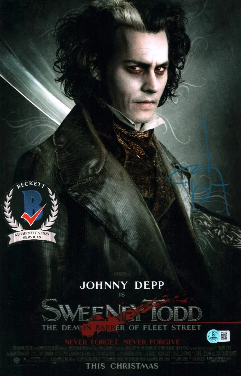 JOHNNY DEPP SIGNED SWEENEY TODD THE DEMON BARBER TIM BURTON 11X17 PHOTO BAS COA