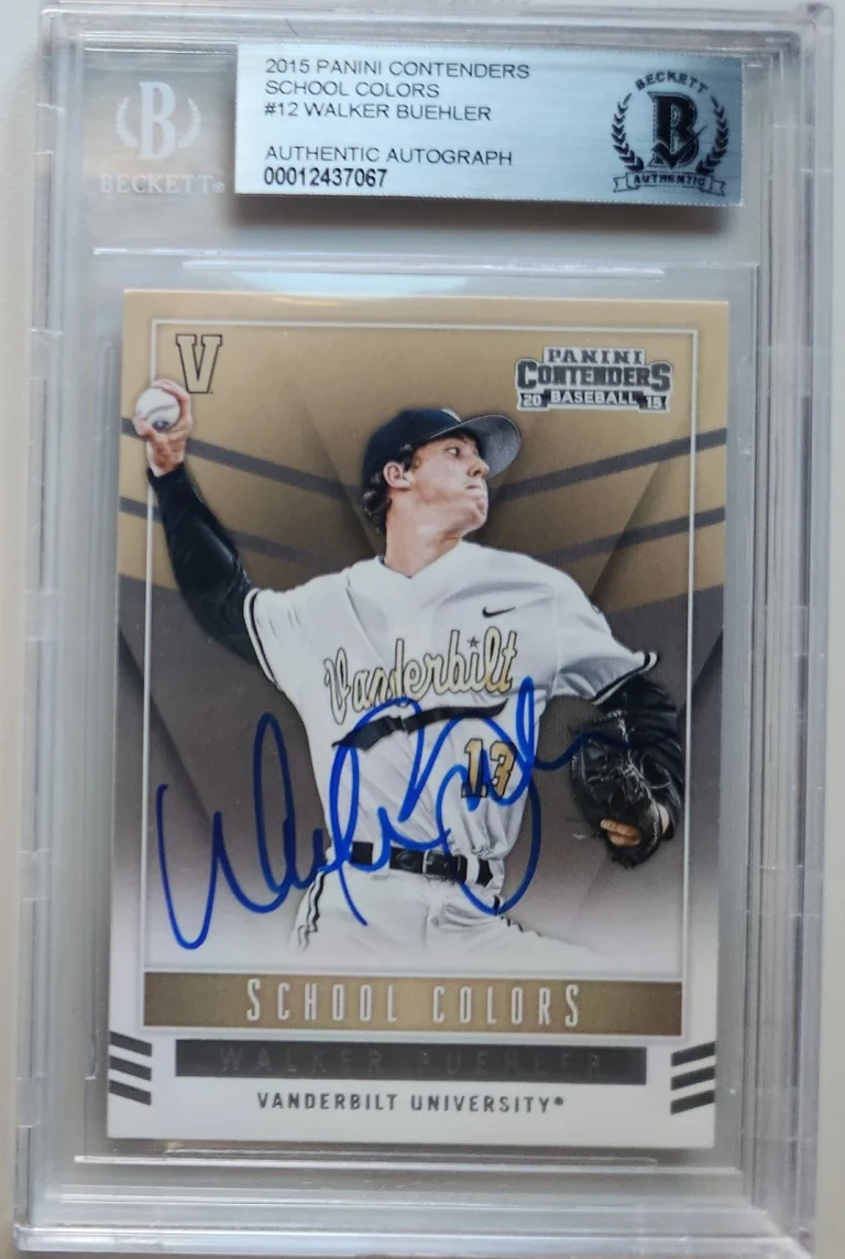 Walker Buehler Signed Autographed 2015 Panini Contenders School Colors BAS Slab
