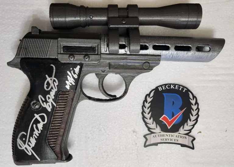 Giancarlo Esposito Signed Star Wars Moff Gideon Blaster Replica BAS COA