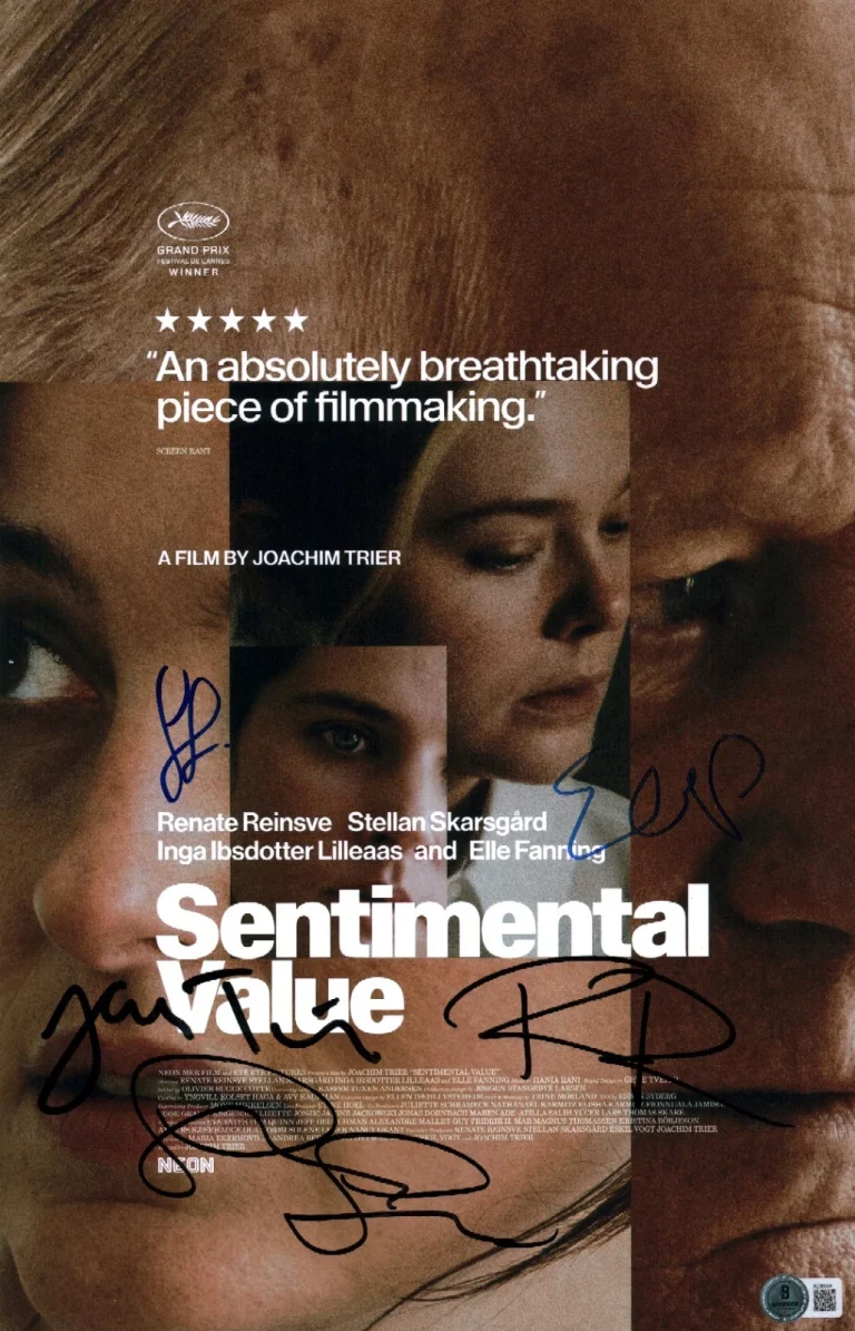 Sentimental Value Signed Cast Fanning Skarsgard Reinsve +2 11x17 Photo BAS COA