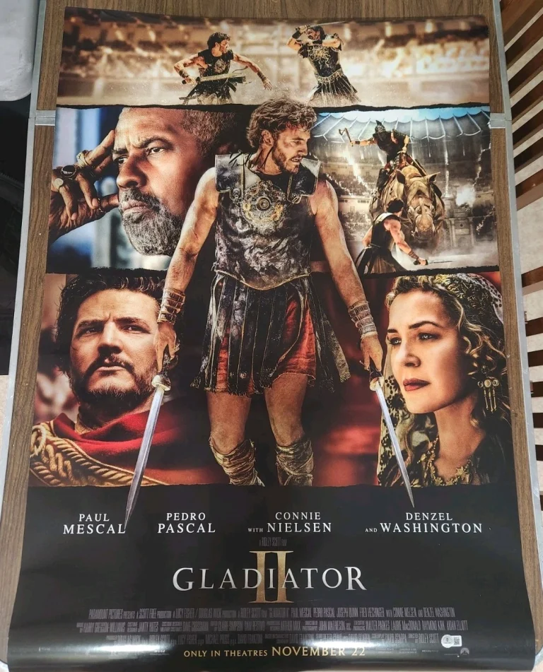 PAUL MESCAL SIGNED GLADIATOR 2 LUCIUS POSTER FULL SIZE 27X40 RARE SCOTT BAS COA