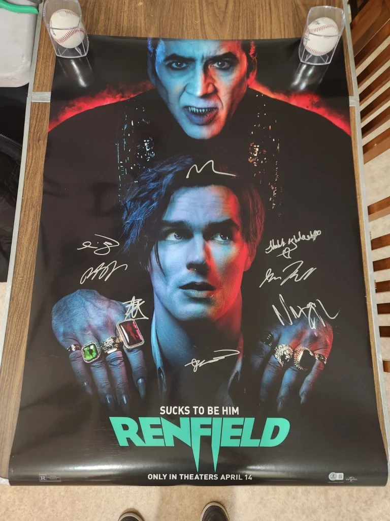 Renfield Cast Signed Poster 27x40 Original Full Size Cage+7 BAS COA