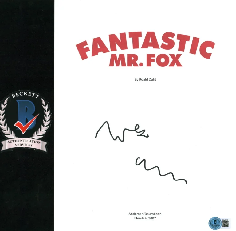 Wes Anderson Signed Autograph Fantastic Mr. Fox Full Movie Script  BAS COA
