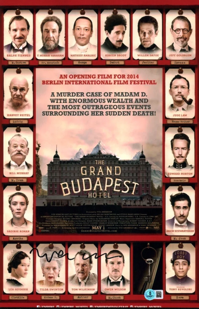 Wes Anderson Signed Grand Budapest Hotel Director Autograph 11x17 Photo BAS COA