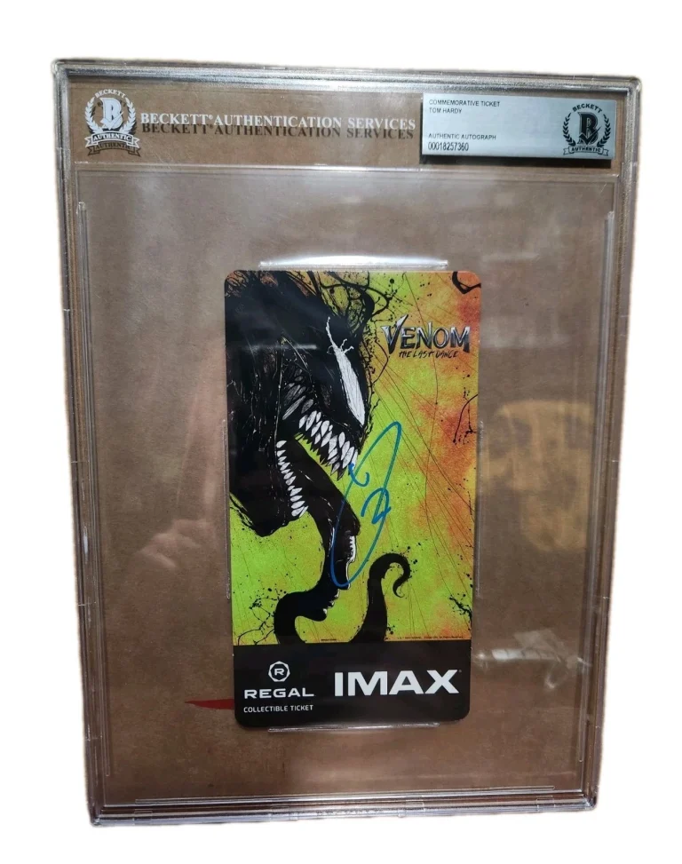 Tom Hardy Signed Venom Marvel Eddie Brock MCU Collectible Ticket BAS COA SLAB