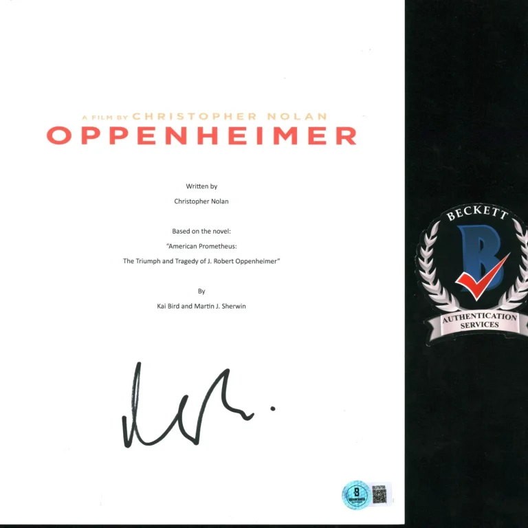 MATT DAMON SIGNED OPPENHEIMER FULL MOVIE SCRIPT AUTOGRAPH BECKETT BAS COA