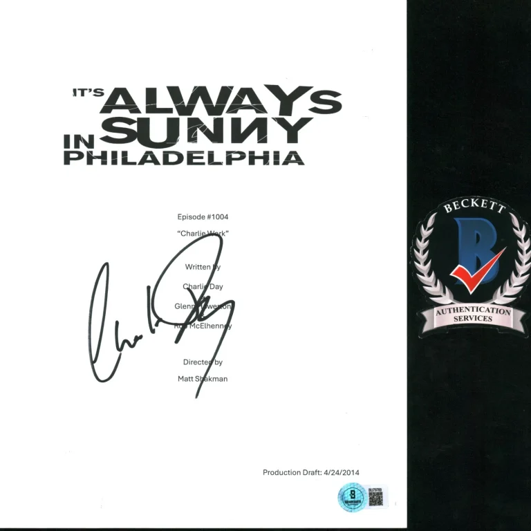 Charlie Day Signed Its Always Sunny In Philadelphia Full Episode Script COA BAS