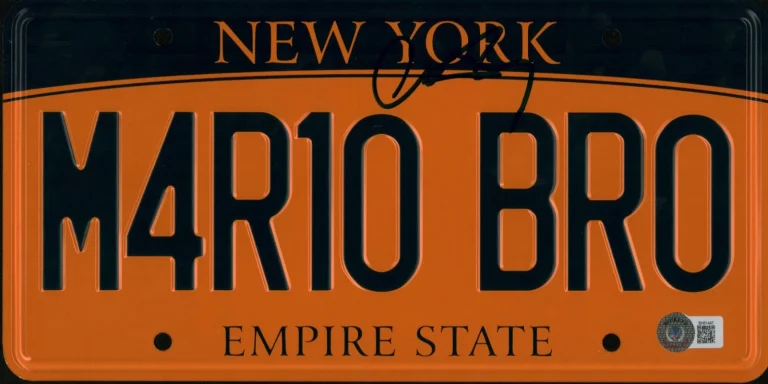 CHARLIE DAY SIGNED LUIGI SUPER MARIO BROS GALAXY LICENSE PLATE BECKETT BAS COA