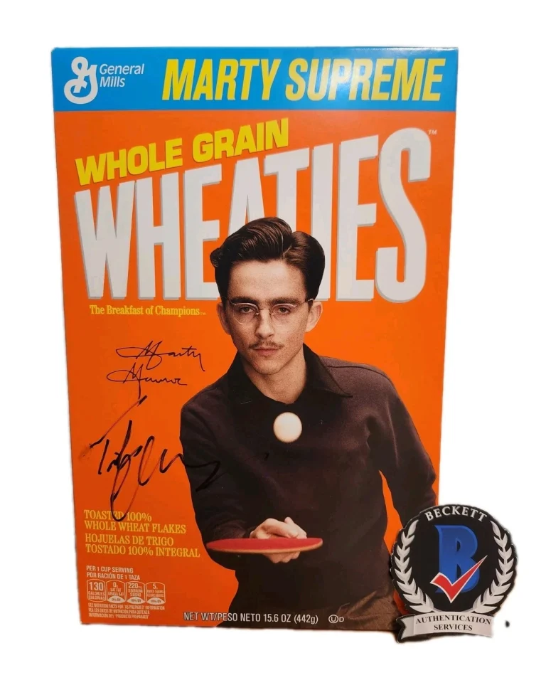Timothee Chalamet Signed Marty Supreme Wheaties Box A24 Exclusive RARE BAS COA