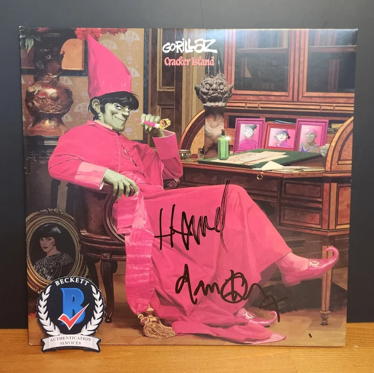 Jamie Hewlett Damon Albarn Signed The Gorillaz Vinyl Cracker Island LP BAS COA