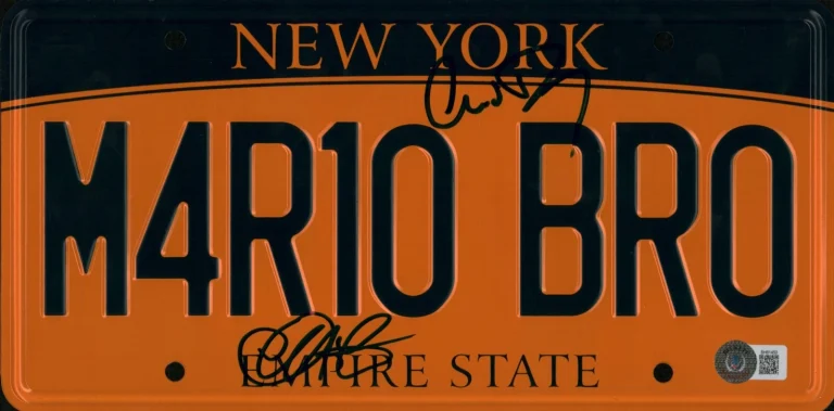 CHRIS PRATT CHARLIE DAY SIGNED SUPER MARIO BROS GALAXY LICENSE PLATE BAS COA
