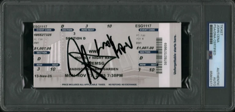 John Cena Signed Ticket Stub Last Raw NYC Final Raw PSA SLAB W/inscription