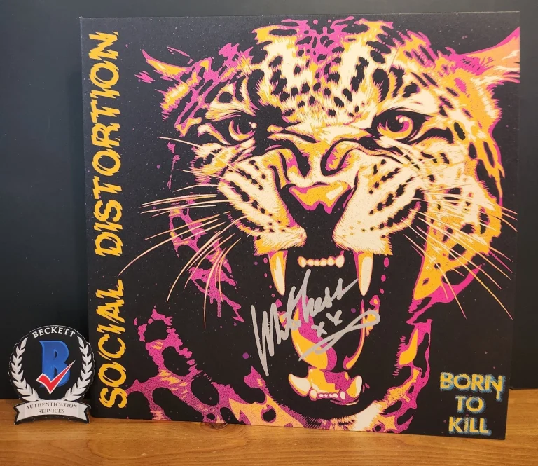 MIKE NESS SOCIAL DISTORTION SIGNED BORN TO KILL VINYL ALBUM RECORD BAS COA