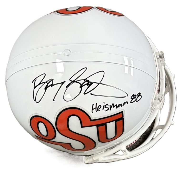 Barry Sanders Signed Auto Heisman 88 Full Size Oklahoma State Helmet JSA COA HOF