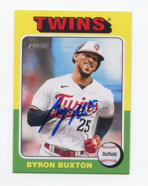 BYRON BUXTON SIGNED 2024 TOPPS HERITAGE BASEBALL CARD AUTO