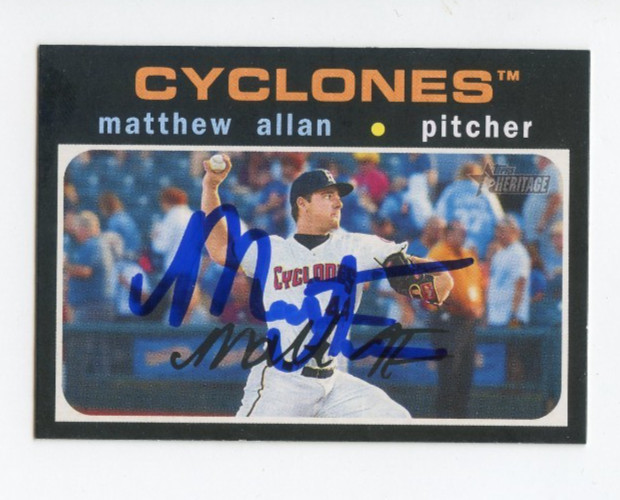 MATTHEW ALLAN SIGNED AUTOGRAPHED 2020 TOPPS HERITAGE MINORS CARD AUTO