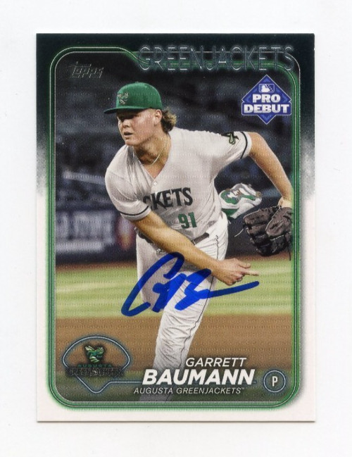 GARRETT BAUMANN SIGNED AUTOGRAPHED 2024 TOPPS PRO DEBUT BASEBALL CARD AUTO