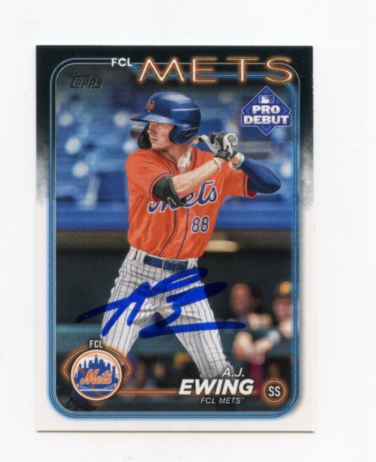 AJ EWING SIGNED AUTOGRAPHED 2024 TOPPS PRO DEBUT BASEBALL CARD AUTO