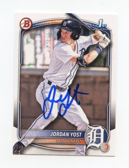 JORDAN YOST SIGNED AUTOGRAPHED 2025 BOWMAN DRAFT BASEBALL CARD AUTO