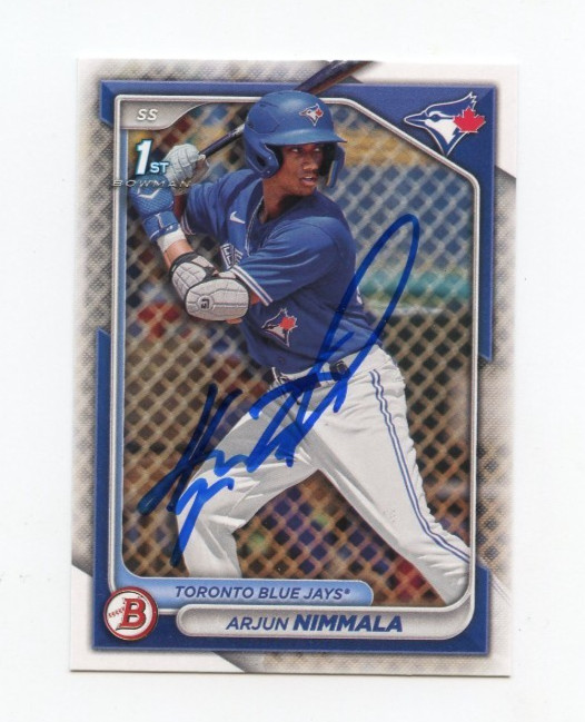 ARJUN NIMMALA SIGNED AUTOGRAPHED 2024 BOWMAN BASEBALL CARD AUTO