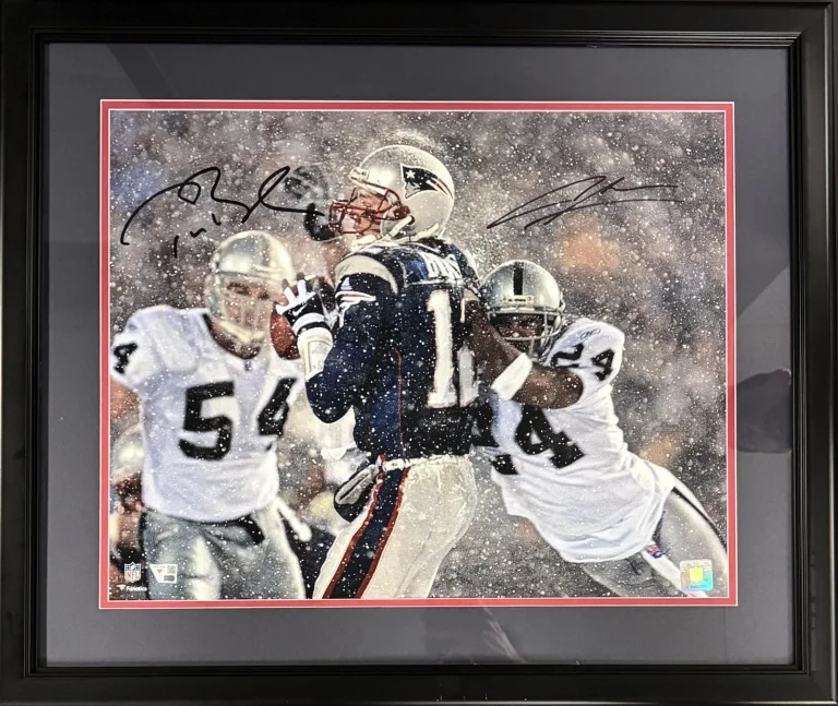 Tom Brady Charles Woodson Signed Auto 16x20 Tuck Rule Photo Patriots Fanatics