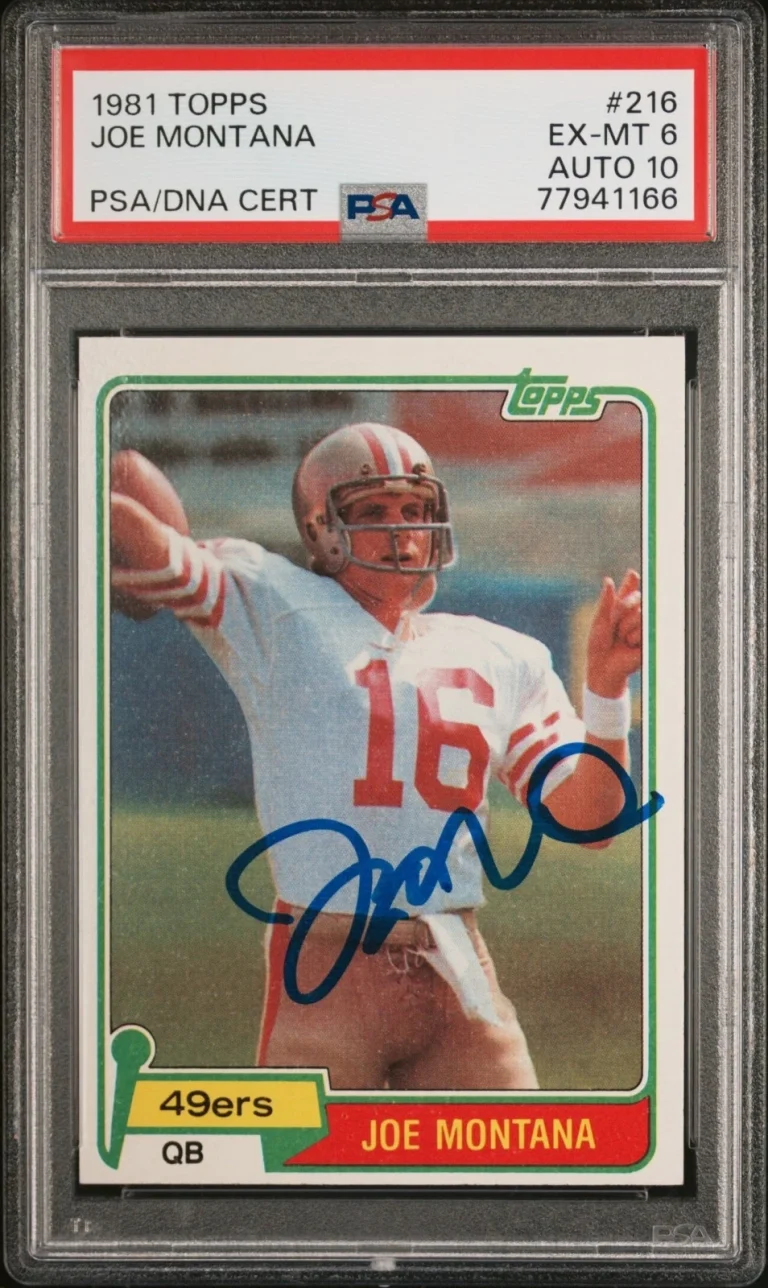 Joe Montana Signed Auto 1981 Topps #216 Rookie RC PSA 6 Gem Mint 10 Auto 49ers