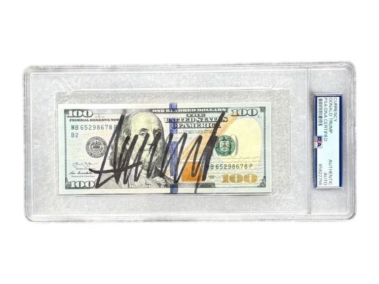 Donald Trump Signed Auto $100 U.S. Bill PSA DNA Encapsulated Near Mint Rare
