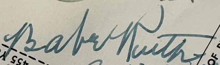 Babe Ruth Signed Auto 1.25x2.75 Program Page Near Mint Yankees Baseball GRAD