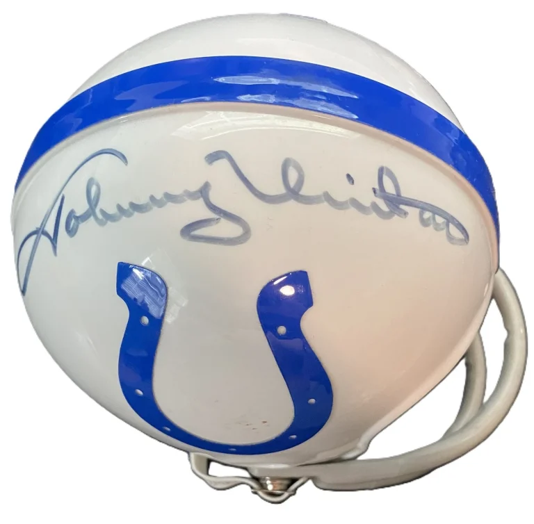Johnny Unitas Signed Auto Baltimore Colts Mini Helmet GRAD NFL Hall of Fame